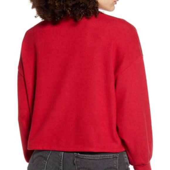 ALL IN FAVOR Mock Neck Sweatshirt Persian Red - Picture 2 of 7